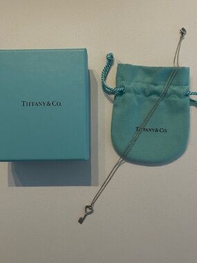 Tiffany & Co. Iconic Sterling Silver .925 Mini Heart Key Pendant Necklace 18"